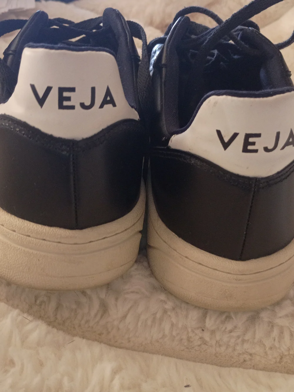 Veja Black and White V-10 Leather Sneakers